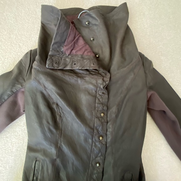 New Allsaints All Saints Kaito Brown Leather jacket XS UK6 US2 - Picture 5 of 15